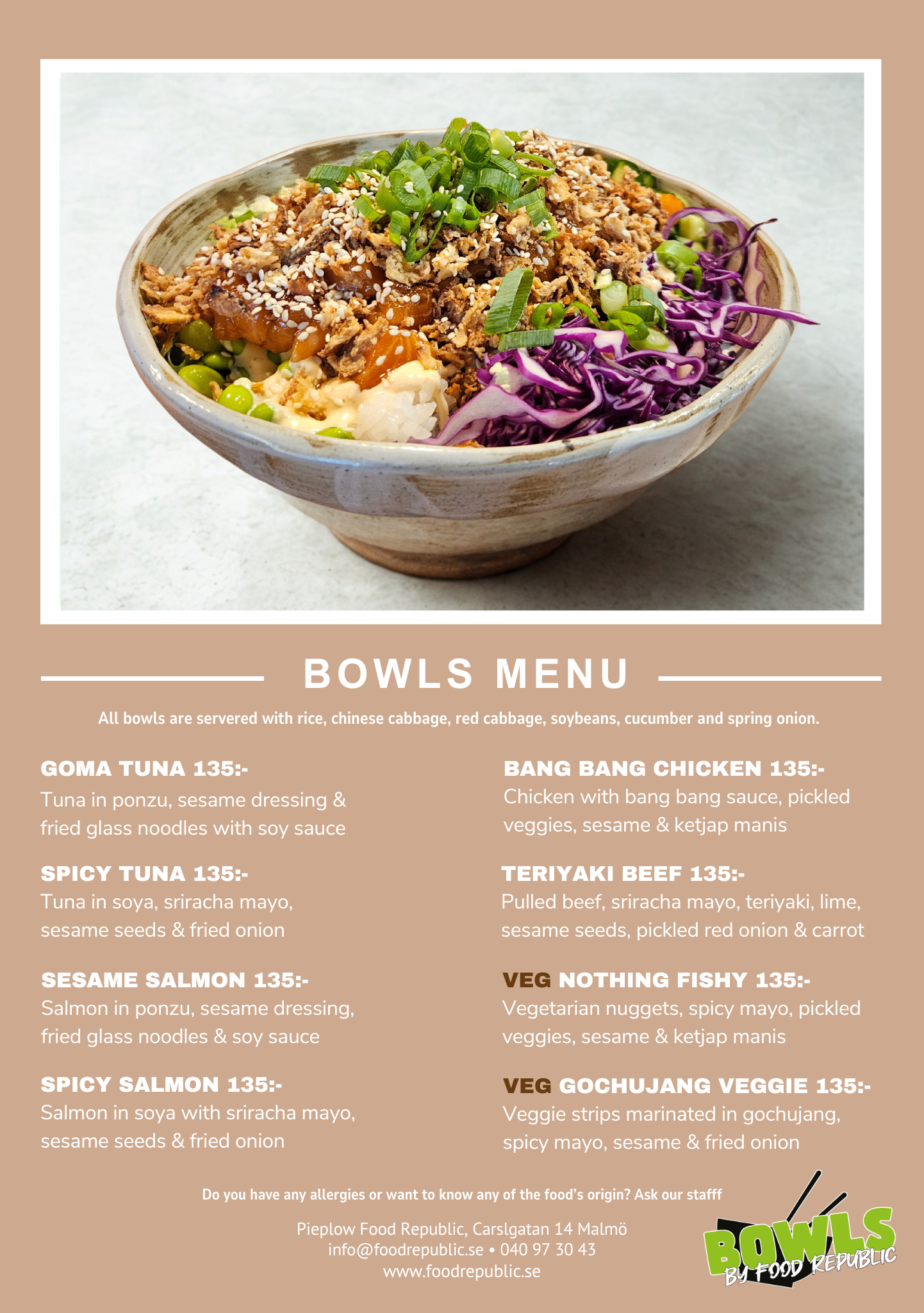 food republic menu for lunch poké bowls in malmö malmo