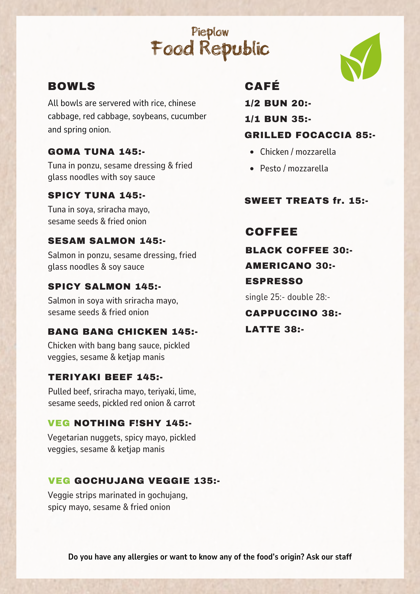 food republic menu for lunch poké bowls in malmö and best restaurant malmo